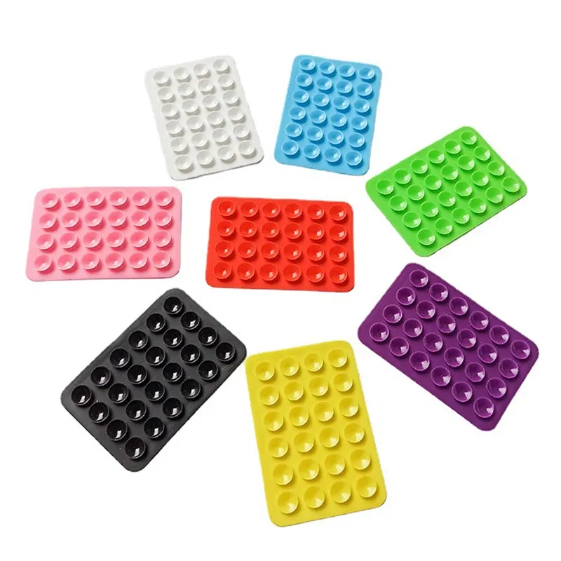 Color: WHITE - Double Side Silicone Suction Pad For Mobile Phone Fixture Suction Cup Backed Adhesive Silicone Rubber Sucker Pad For Fixed Pad