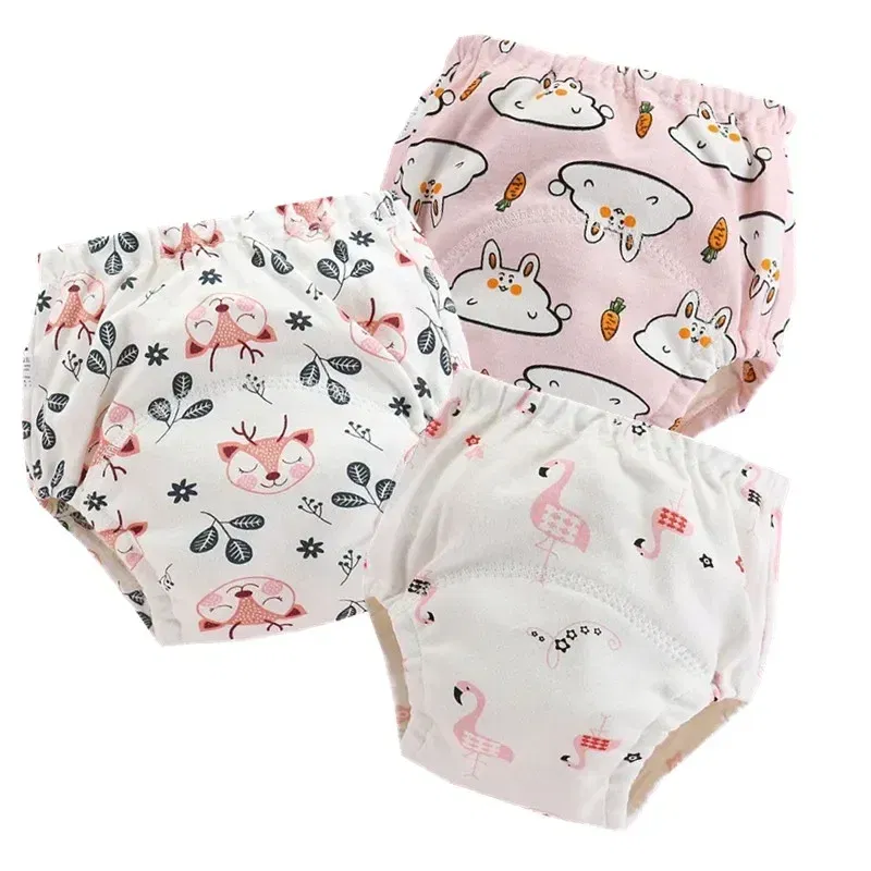 Color: Blue, Size: L - 4pc/Lot Cotton Training Pants Panties Waterproof Cloth Diapers Reusable Toolder Nappies Baby Underwear