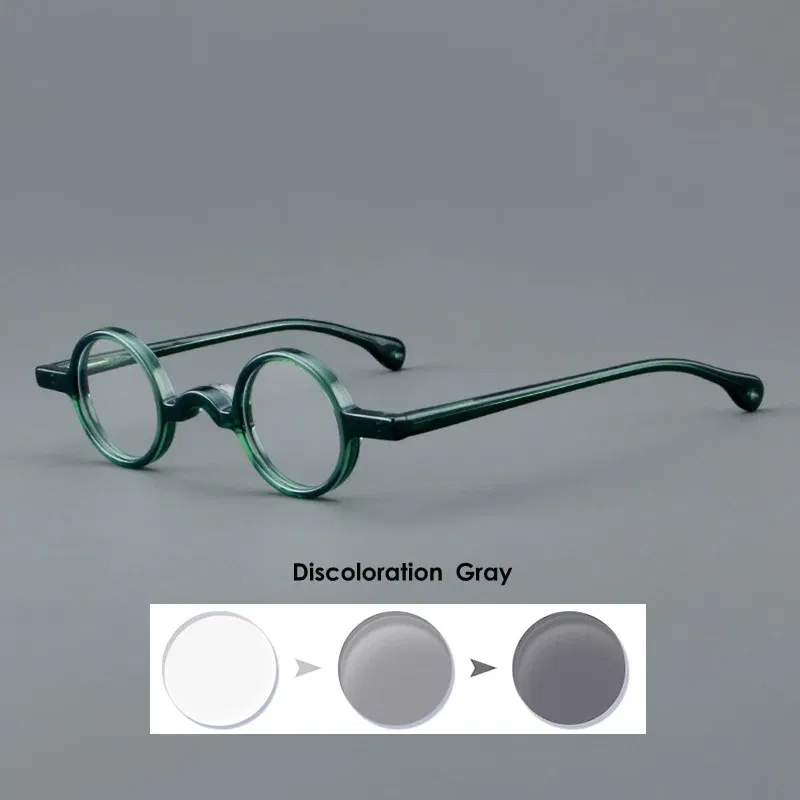 Frame Color: Pink, Eye Prescription: +550 - VCKA Photochromic Acetate Myopia Glasses Men Retro Small Round Frames Women Custom prescription Anti-Blue  Eyewear -0.5 TO -10