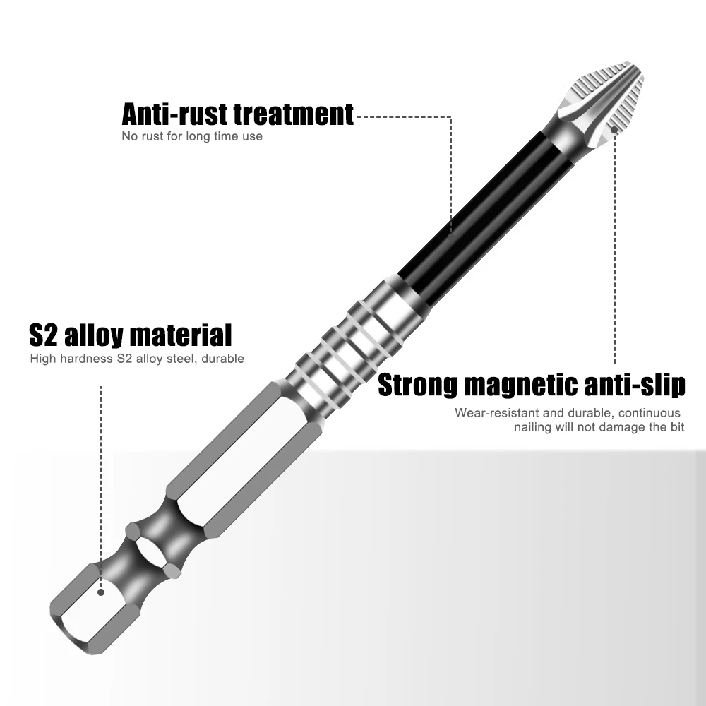 Color: PURPLE - K5 Non-slip High Hardness Bit S2 Strong Magnetic 5A Black Non-slip Cross Head Electric Drill Electric Screwdriver Bit