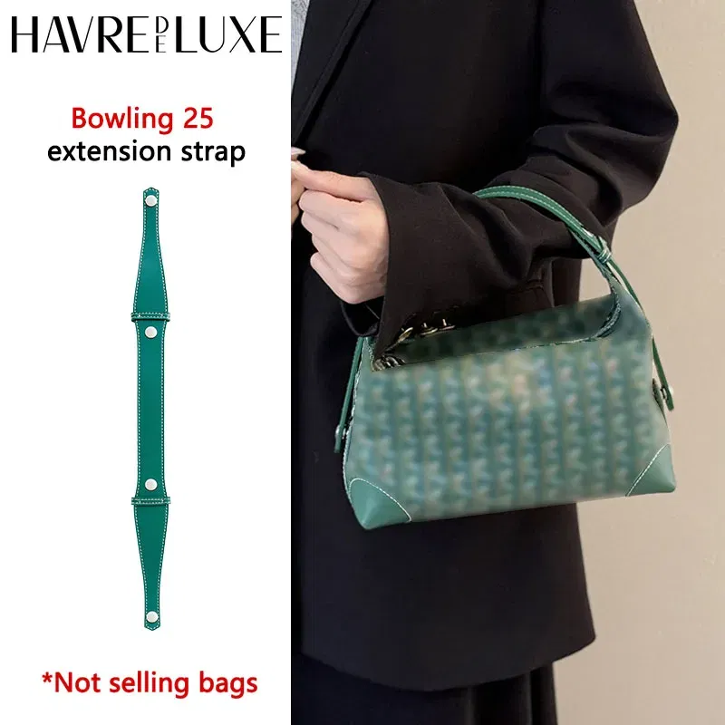 Color: black - Bag extended shoulder strap for Goyard Bowling 25 toiletries bag handle shoulder replacement strap bag modification accessories