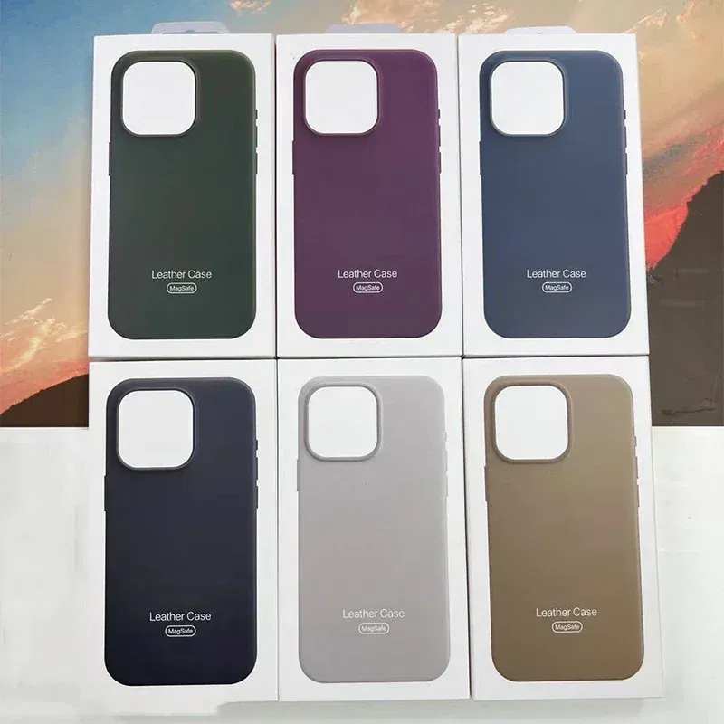 Material: aluminum, Color: Dark Grey - Original Apple Leather With Magsafe Case For iPhone 16 Pro Max 16 Plus Case Wireless Charging Magnetic Cover 16Pro With Box
