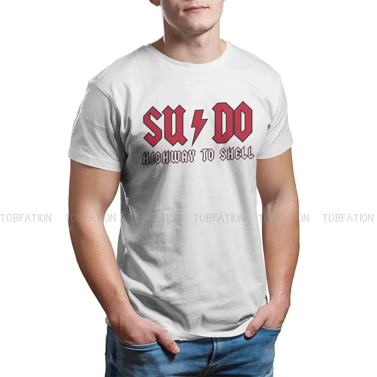 Color: WHITE, Size: XXXL - Highway to Shell Hip Hop TShirt Linux Operating System Tux Penguin Style Tops Leisure T Shirt Men Tee SpecialPolyester