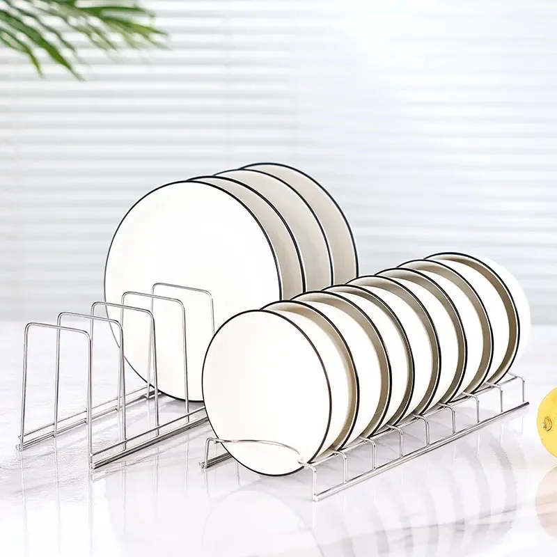 Color: light green - Kitchen Bowl Dish Organizer Stainless Steel Dish Holder Home Cutlery Dishes Pot Lid Rack Household Dish Rack Kitchen Accessories