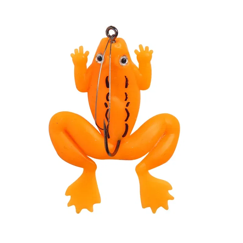 Color: light green - 1 Pcs Soft Frog Fishing Lures 6CM 5.2G Silicone Bait Frog Artificial Treble Hooks Top Water Ray Baits Fishing Tackle