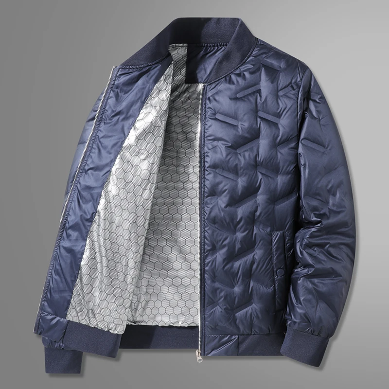 Color: SKY BLUE, Size: 6XL - Winter Men's Down Jacket Business Casual Stand Collar Windbreaker White Duck Down Padded Lightweight Puffer Coat Big Size 8XL