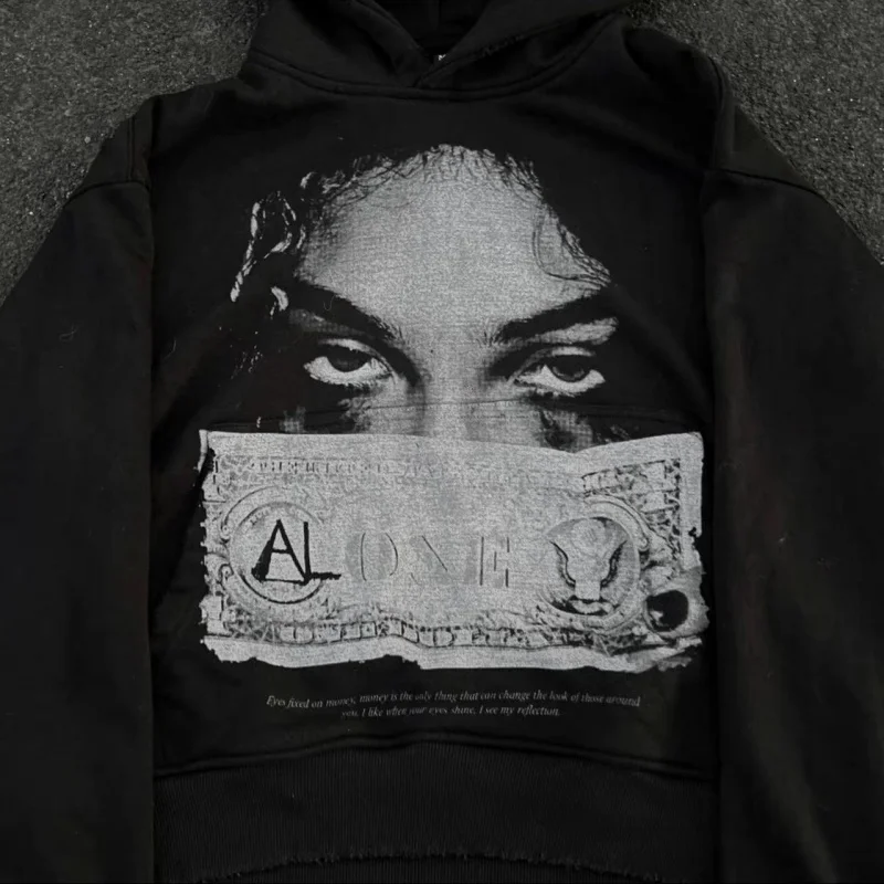 Color: black, Size: M - Woman Sweatshirts Streetwear Y2K Hoodie Aesthetics Graphic Print Clothes Oversized Pullover Hoodie Sweatshirt Fall Clothes
