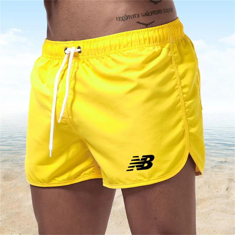 Color: Blue, Size: XXL - Letter B Summer men's luxury beach pants clothing quick dry gym jogging sexy shorts vacation casual swimming trunks