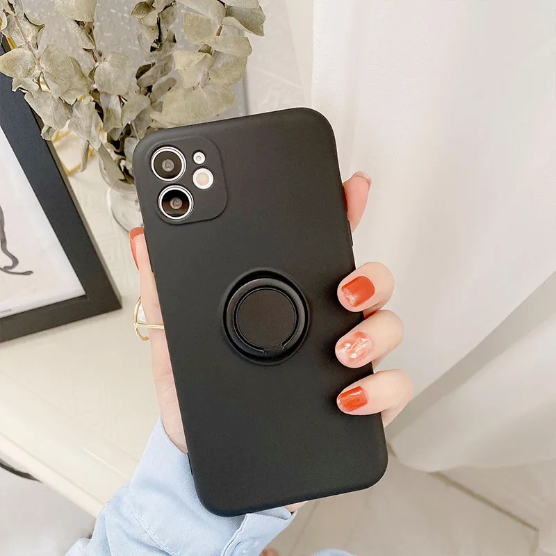 Color: black, Compatible-Phone Models: For iPhone 12 Pro Max, Ships From: CN - With Ring Holder Shockproof Case For IPhone 16 15 14 13 12 11 Pro Max Silicone TPU Soft Back Cover