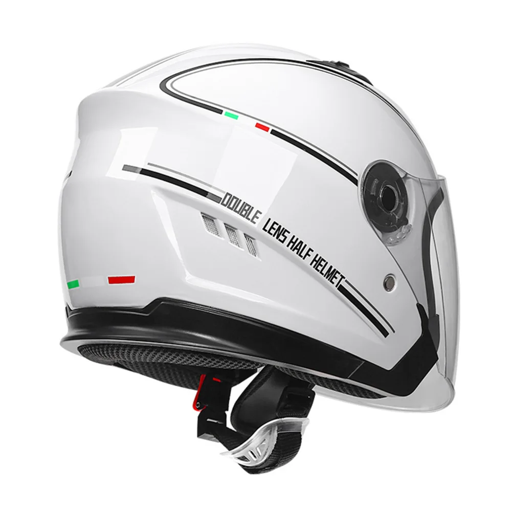 Color: Black, Ships From: CHINA - Motorcycle Open Face Helmet For Men And Women Dual Lens Sun Visor Face Shield Top Lightweight Scooter Bike Retro 3/4 Helmet