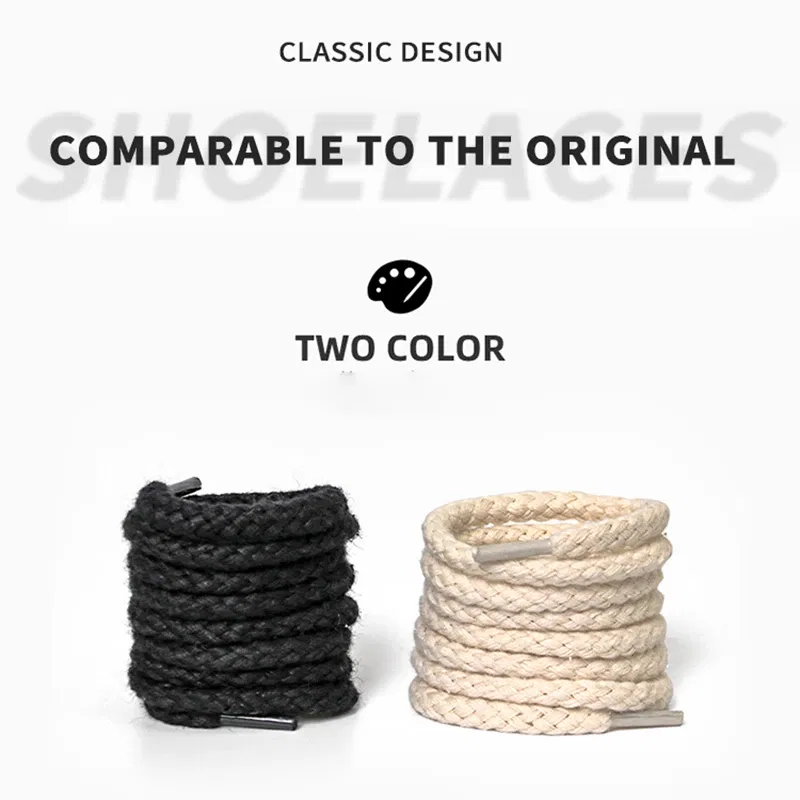 Color: Black, Length: 180 cm, Ships From: CHINA - 1Pair Linen Cotton Sneakers Laces for Shoes 8mm Bold Round Shoelaces Quality AF1 Shoe laces 100/120/140/160/180CM Shoestrings