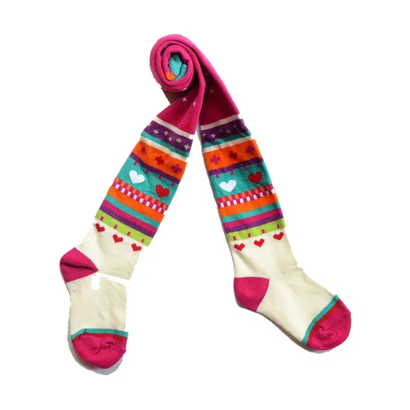 Color: Pink, Size: XL - 1 PCS Girls Striped Tights Kids Stockings Spring Autumn Baby Girl Clothes Love Patterns Toddler Tights for Girls Pantyhose