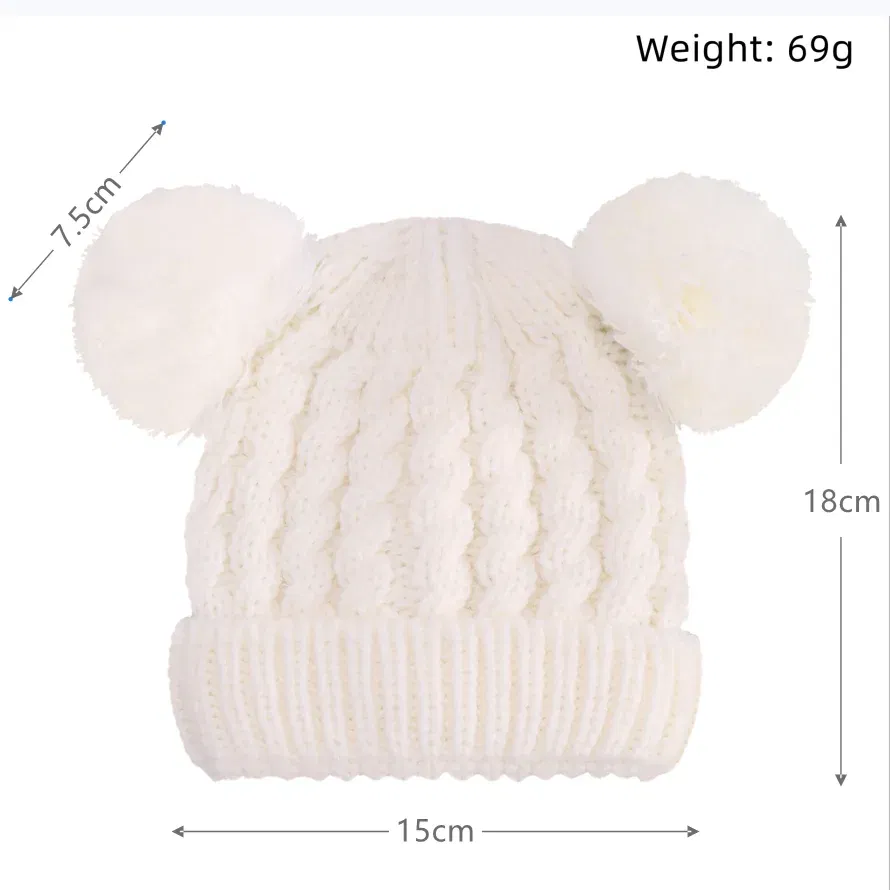 Color: Black - Autumn Winter Baby Hat for Girls Beanie Bonnet Kids Cute Pompoms Knit Hats Solid Newborn Accessories Warmer Stuff Toddler Cap