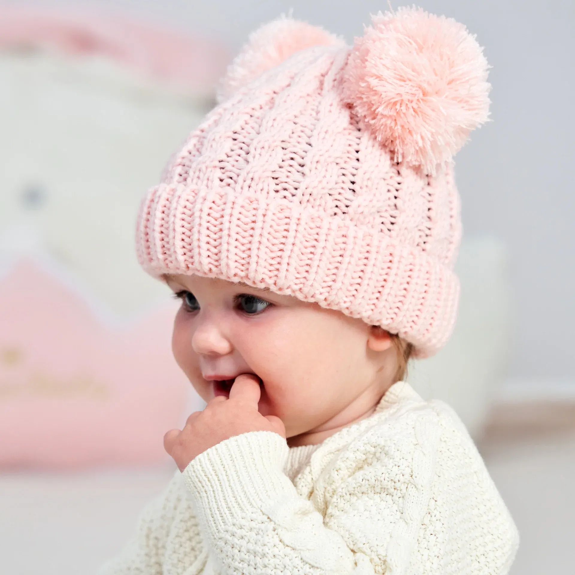 Color: Black - Autumn Winter Baby Hat for Girls Beanie Bonnet Kids Cute Pompoms Knit Hats Solid Newborn Accessories Warmer Stuff Toddler Cap