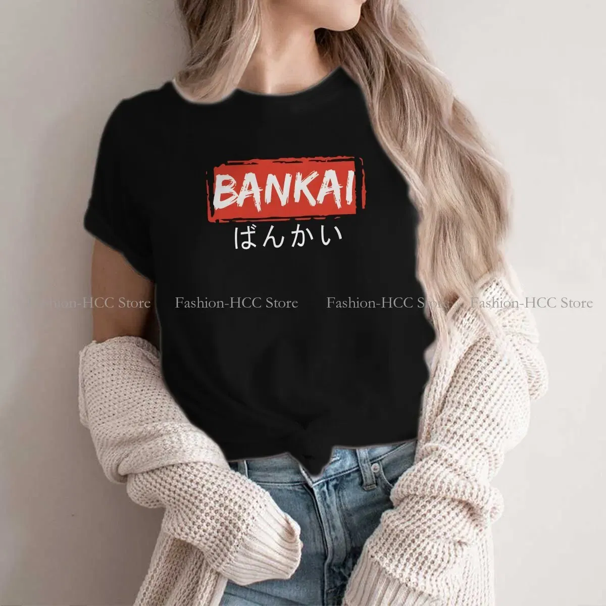 Color: black, Size: S - Essential Round Collar Polyester TShirt Bleach Cartoon Anime Original T Shirt Women Clothes