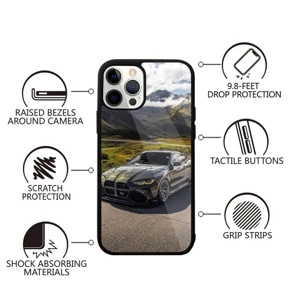 Color: GRAY, Material: Denim - Blue Red Car for B-BMW   Phone Case Strong Magnetic For IPhone 15,14,13,Pro,Max,Plus,11,12,Mini For Magsafe Wireless Charging