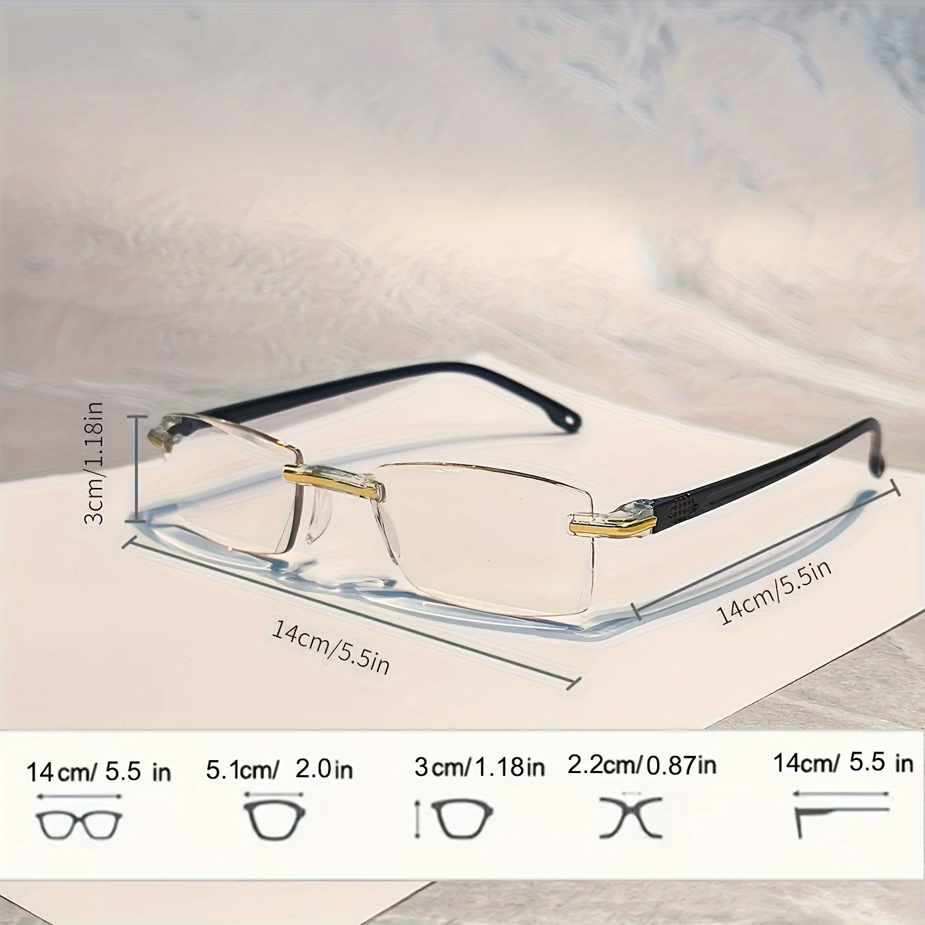 Frame Color: black, Eye Prescription: +350 - 10pcs Reading Glasses Blue Light Blocking Glasses Rimless High-Definition Presbyopia Glasses For Women And Men +1.0 - +4.0