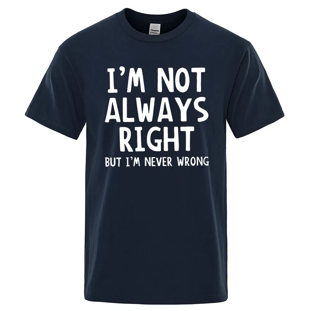 Color: Blue, Size: XXXL - I'M Not Always Right Letter Male T-Shirt High Quality T Shirts Summer Oversized Short Sleeve Clothes Cotton Loose Street Tops