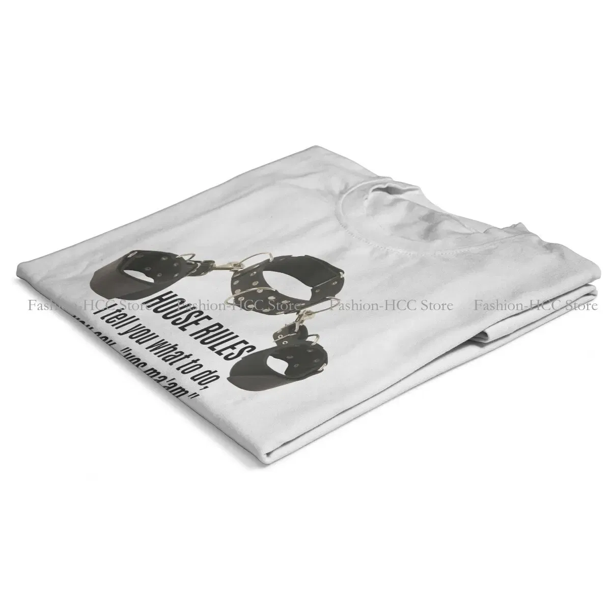 Color: WHITE, Size: L - BDSM Bondage Discipline Dominance Submission Polyester TShirts Collar Cuffs House Rules Female Print Homme T Shirt Hipster Tops
