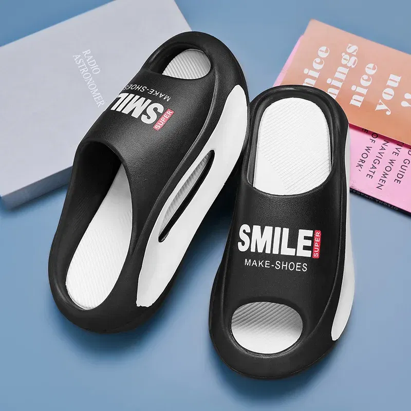 Color: green, Shoe Size: 35 - Men's Sandal Slippers New Summer Sneaker Slippers Men Thick Bottom Platform Slides Soft Eva Slippers Casual Beach Shoes