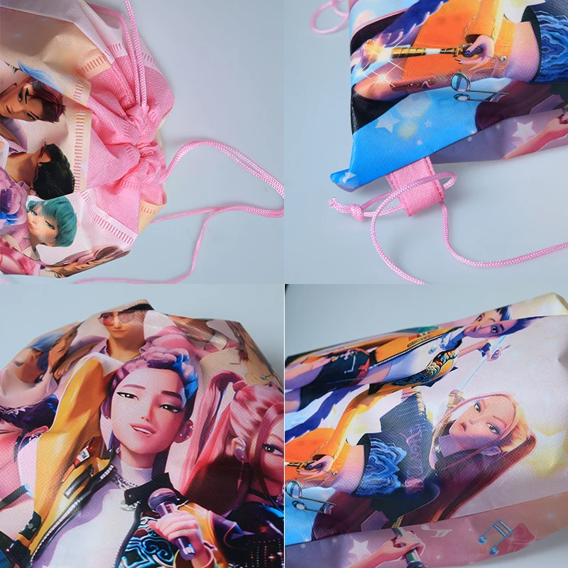 Color: WHITE, Size: >40cm, Ships From: CHINA - Kpop Demon Hunters Backpack 34*27cm Singer Bags Children's Toy Drawstring Bag Party Favors Kid Birthday Party Supplies Gifts Toy