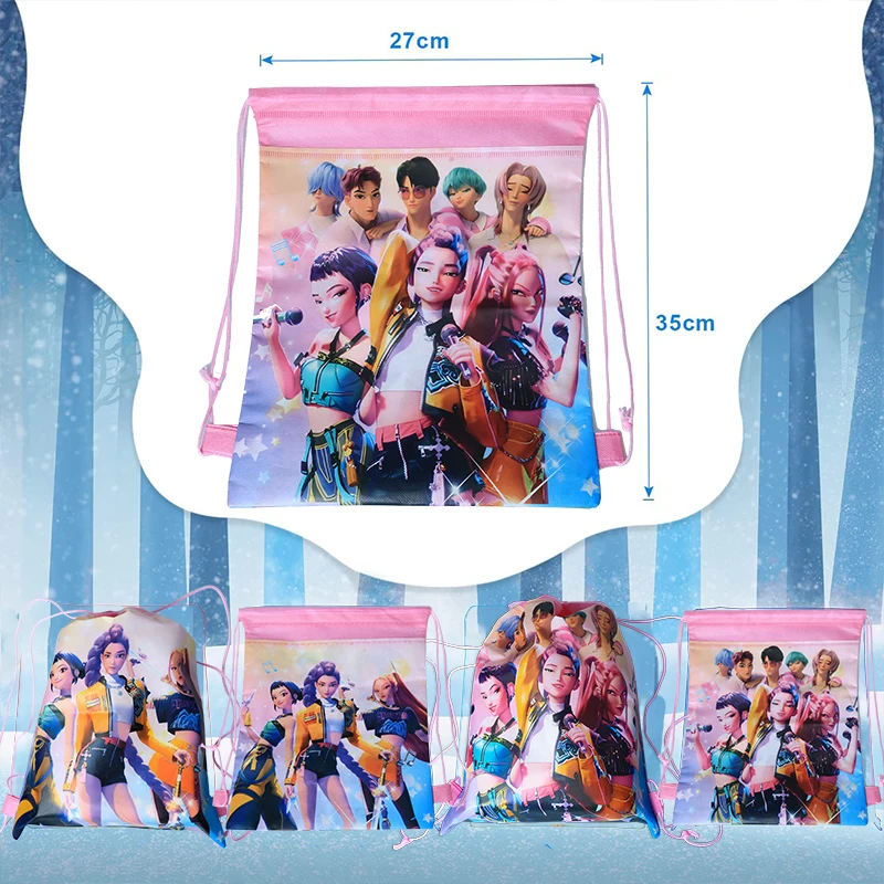 Color: WHITE, Size: >40cm, Ships From: CHINA - Kpop Demon Hunters Backpack 34*27cm Singer Bags Children's Toy Drawstring Bag Party Favors Kid Birthday Party Supplies Gifts Toy