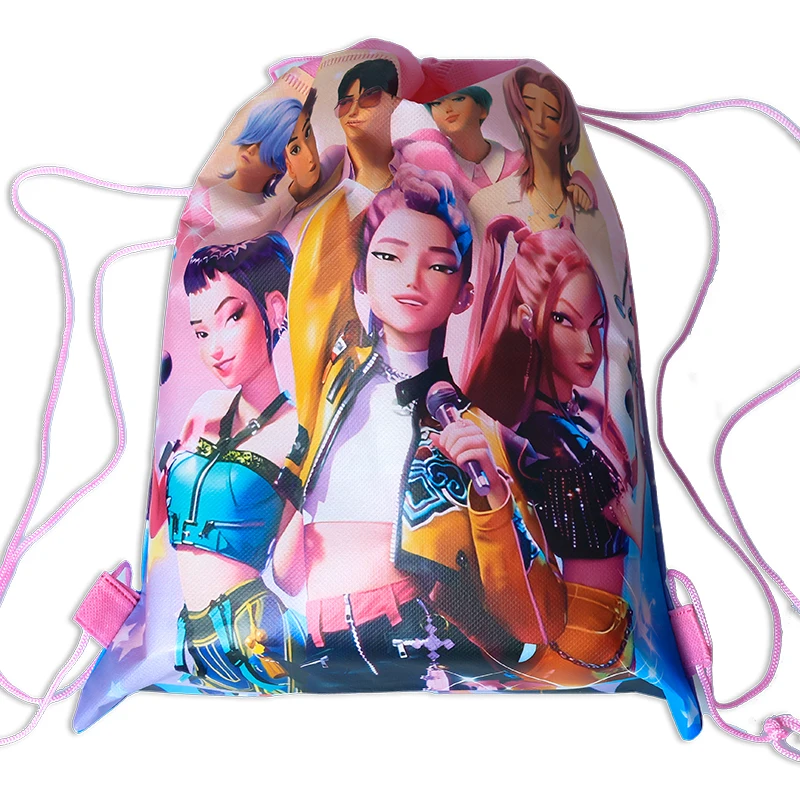 Color: WHITE, Size: >40cm, Ships From: CHINA - Kpop Demon Hunters Backpack 34*27cm Singer Bags Children's Toy Drawstring Bag Party Favors Kid Birthday Party Supplies Gifts Toy