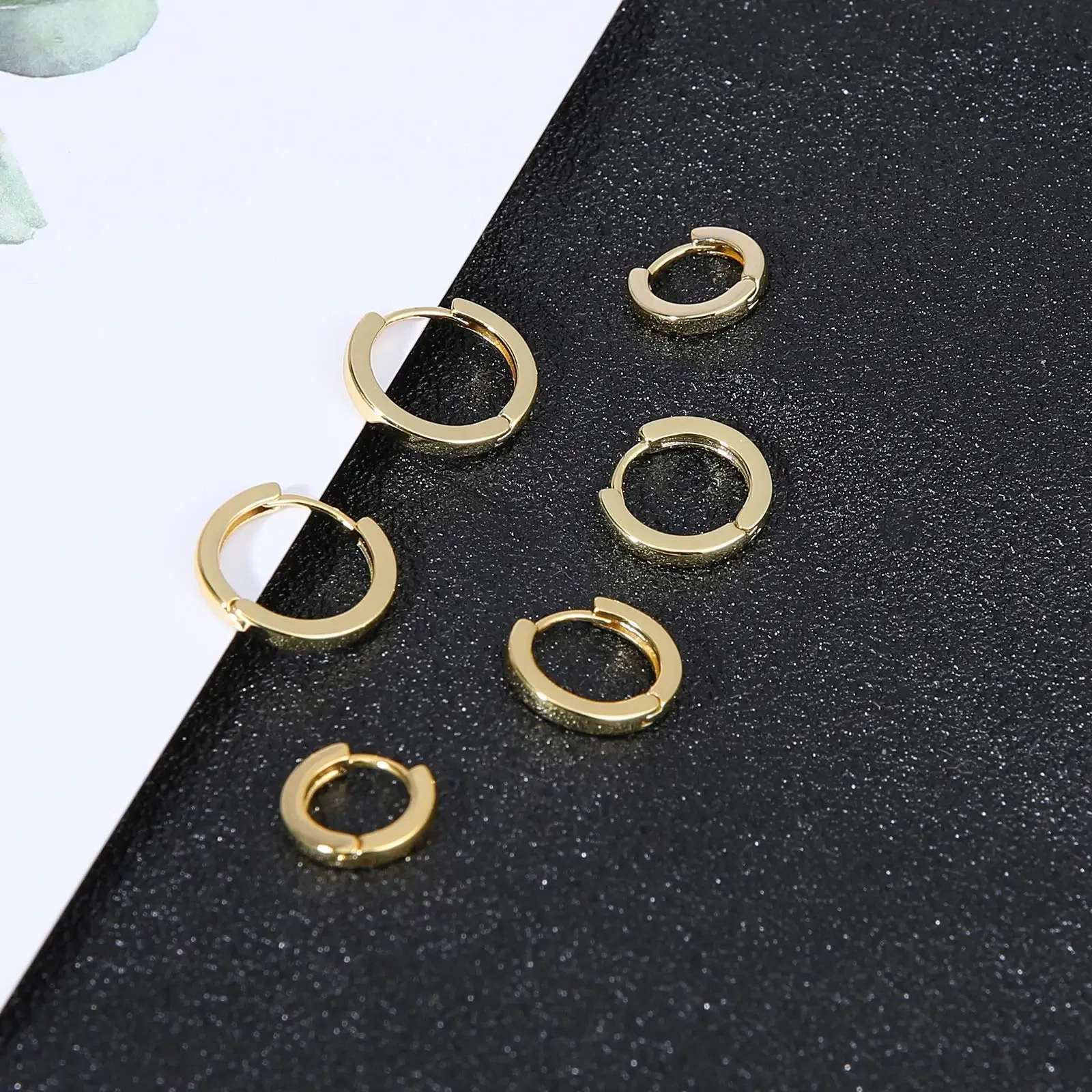 Metal Color: Gold-color - Vonmoos New Women 3 Pairs Small Earrings Lady Classic 14K Gold Hoop Fashion Tiny Huggie Hoop Earrings Set Hypoallergenic Earring