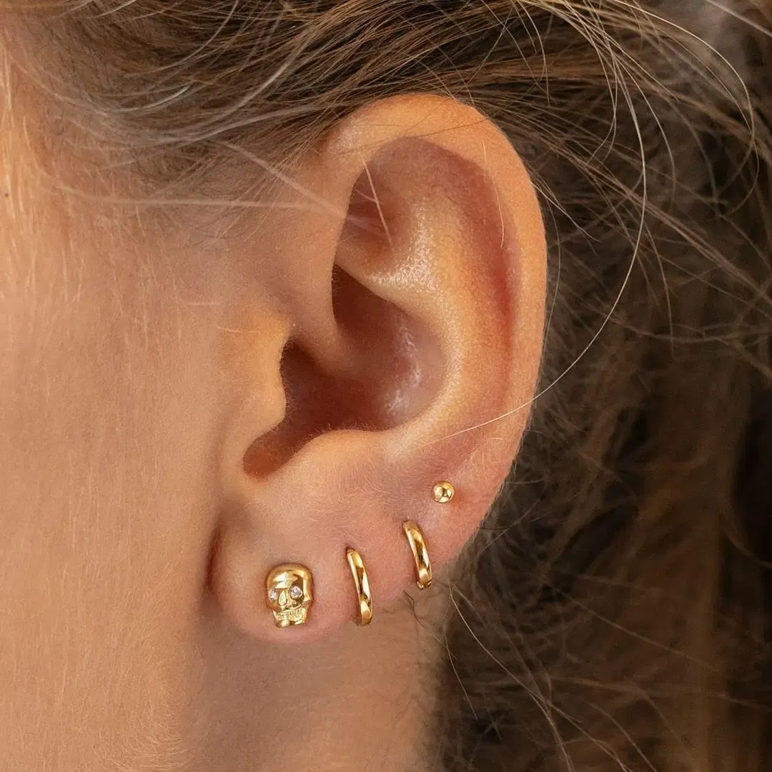 Metal Color: Gold-color - Vonmoos New Women 3 Pairs Small Earrings Lady Classic 14K Gold Hoop Fashion Tiny Huggie Hoop Earrings Set Hypoallergenic Earring