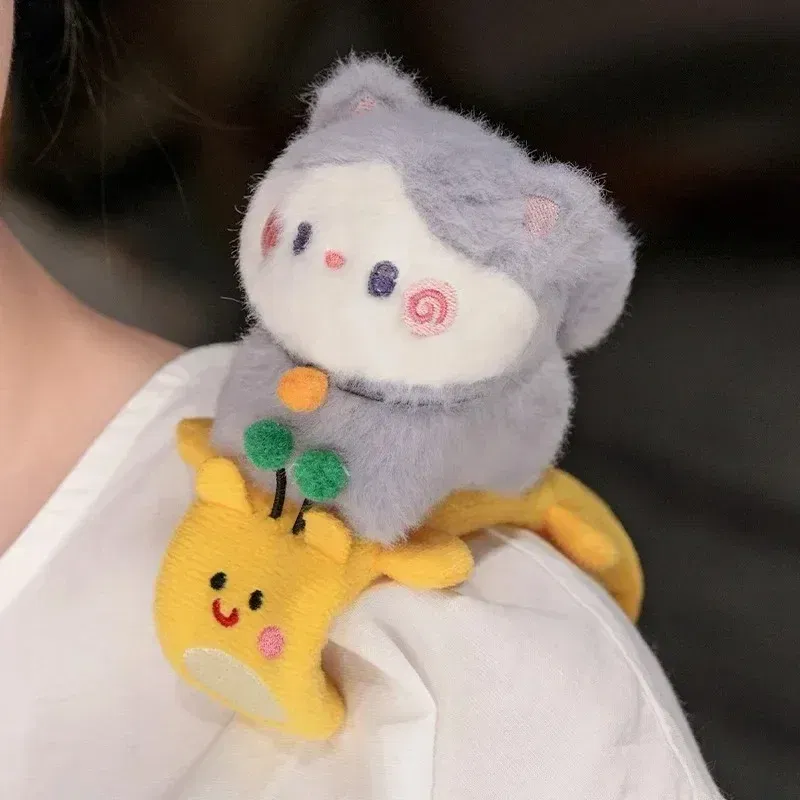 Color: Pink, Height: 0-10cm - Capybara Slap Snap Wrap Capibara Plushie Wristband Bracelet Kawaii Cute Dog Cat Plush Toy Hand Ring Creative Funny Gift