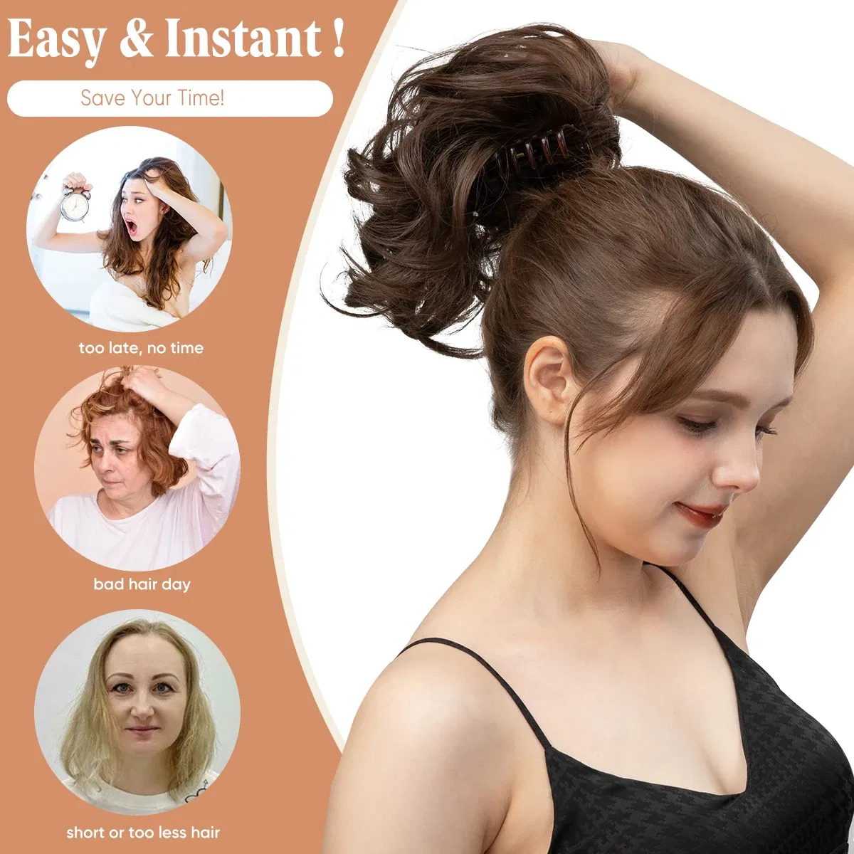 Color: P2/613 - SARLA One Piece Premium Synthetic Diy Claw Clip In Ponytail Extensions Natural Hairpiece Hair Bun Fake Blonde False Pigtail