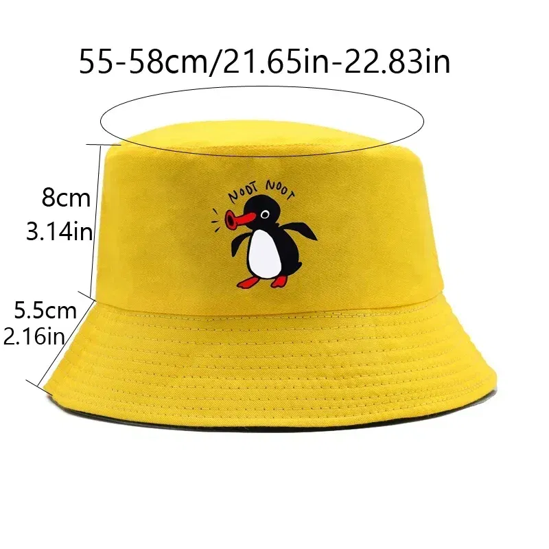 Color: Brown - Summer Penguin Bucket Hat Reversible Bob Men Women Cotton Travel Beach Fisherman Hat Outdoor Sports Pull Up Bob Panama Sun Hat