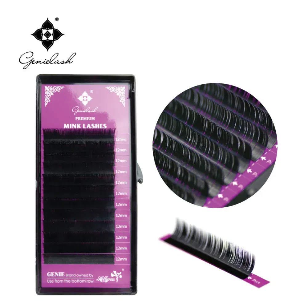 Curl: C, Thickness: 0.05mm, Length: 12mm - Genie 20pcs/lot All Sizes Mink individual lash Extensions hybrid set volume eyelash extensions mega volume individual eyelashes