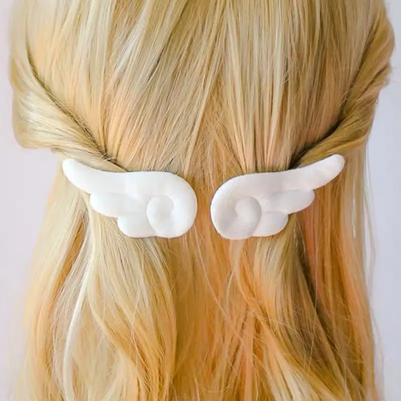 Color: Yellow - Angel Wing Hair Clips for Women Girls Plush Hairpin Kids Cute Cartoon Hair Clip Pins Hairgrip Christmas Hair Accessories
