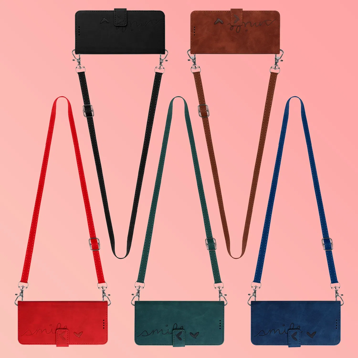 Color: Trans-dark Pink, Ships From: CHINA, Material: Nylon - Love Heart Strap Leather Crossbody Phone Wallet Case Book Stand For Google Pixel 8 7 Pro 8A 7A 6A Girls Cute Shoulder Cover