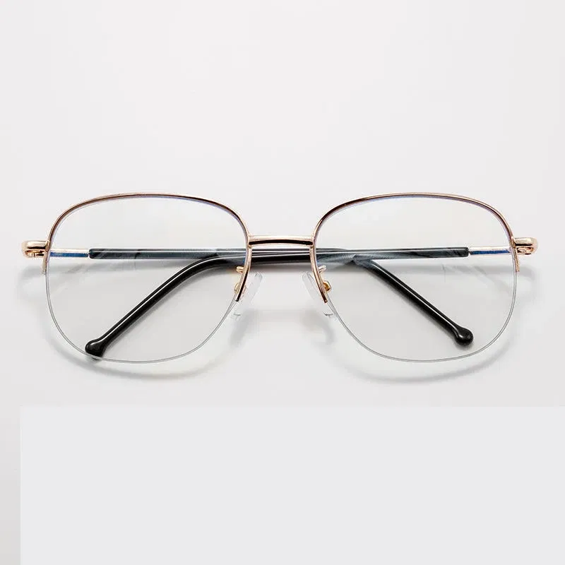 Frame Color: Gold, Eye Prescription: +250 - Smart zoom Multifocal Reading Glasses Men Women Progressive Anti Blue Ray UV Protect Hyperopia Glasses Half Frame Metal Titanium