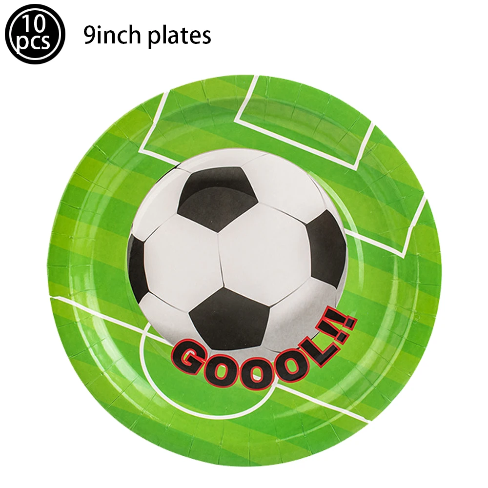 Color: Blue - Soccer Birthday Party Decorations Disposable Tableware Paper Plates Cups Napkins Tablecloth Balloon Banner Soccer Party Supplies
