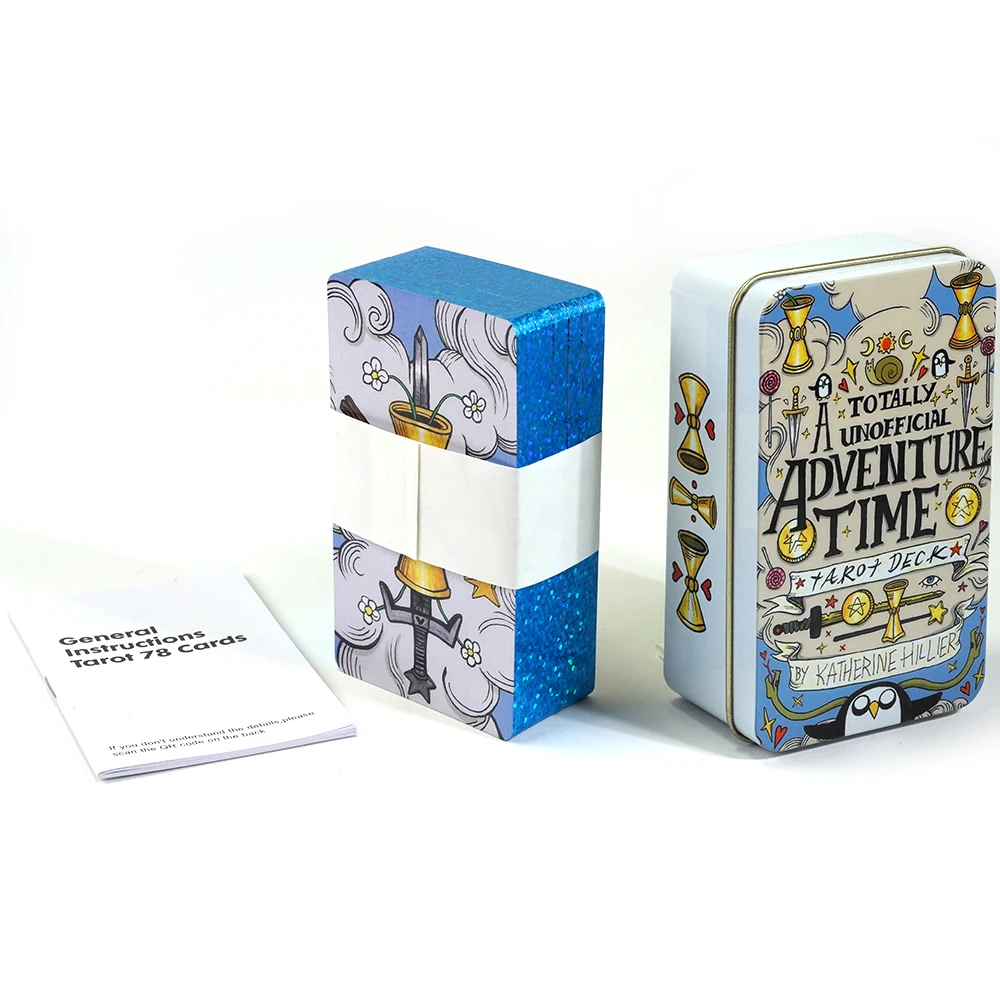 Color: plum - Adventures time Tarot 78pcs Cards in a Tin Metal Box Gold plated Edge Tarot Cards For Divination Tarot Deck Beautiful Package