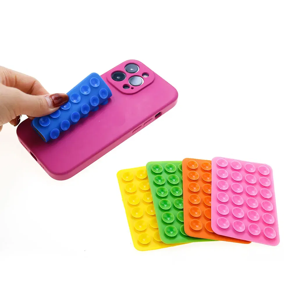 Color: DEEP BLUE - Silicone World Square Silicone Mobile Phone Fixing Suction Cup Car Mounted Bracket Phone Case Universal Anti Slip Suction Cup