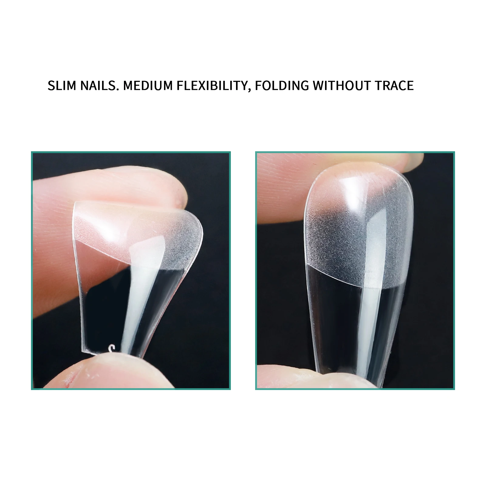 Color: green - 1 Box Clear Acrylic Long Fake Nails Capsules Almond French Coffin Full Half Cover False Nails Artificial Nail Soft Gel Tips