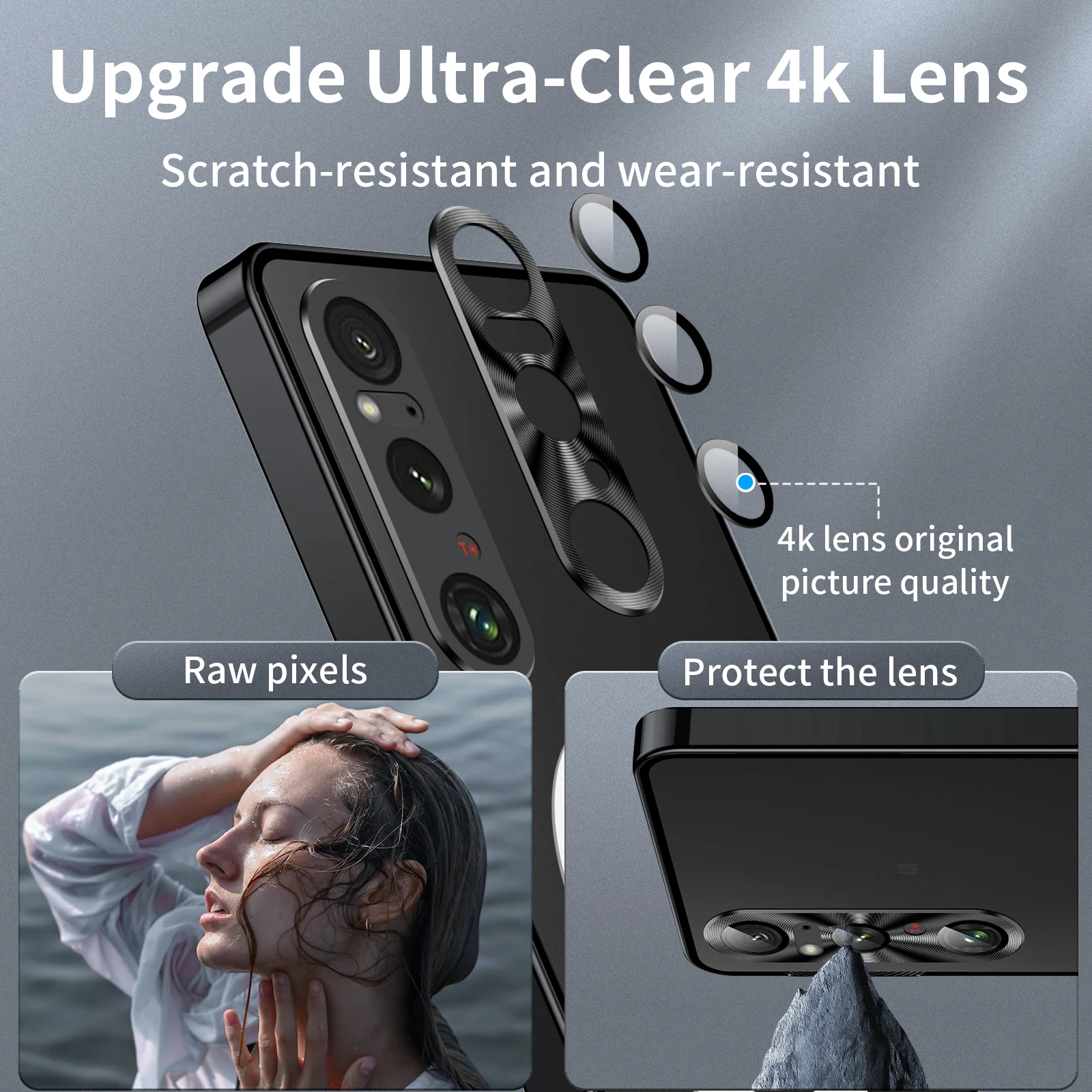 Color: Silver, Material: aluminum - Metal Alloy Magnetic Case For Sony Xperia 1 V 10 IV iii 5 V Aluminum Bumper Frame Clear Transparent Wireless Charger Cover