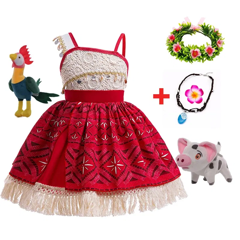 Color: Orange, Kid Size: 13 - Disney New Moana Dress Costumes Kids Girl Cosplay Toddler Movie Ocean Adventure Infant Frock Halloween Party With Chick Clothes