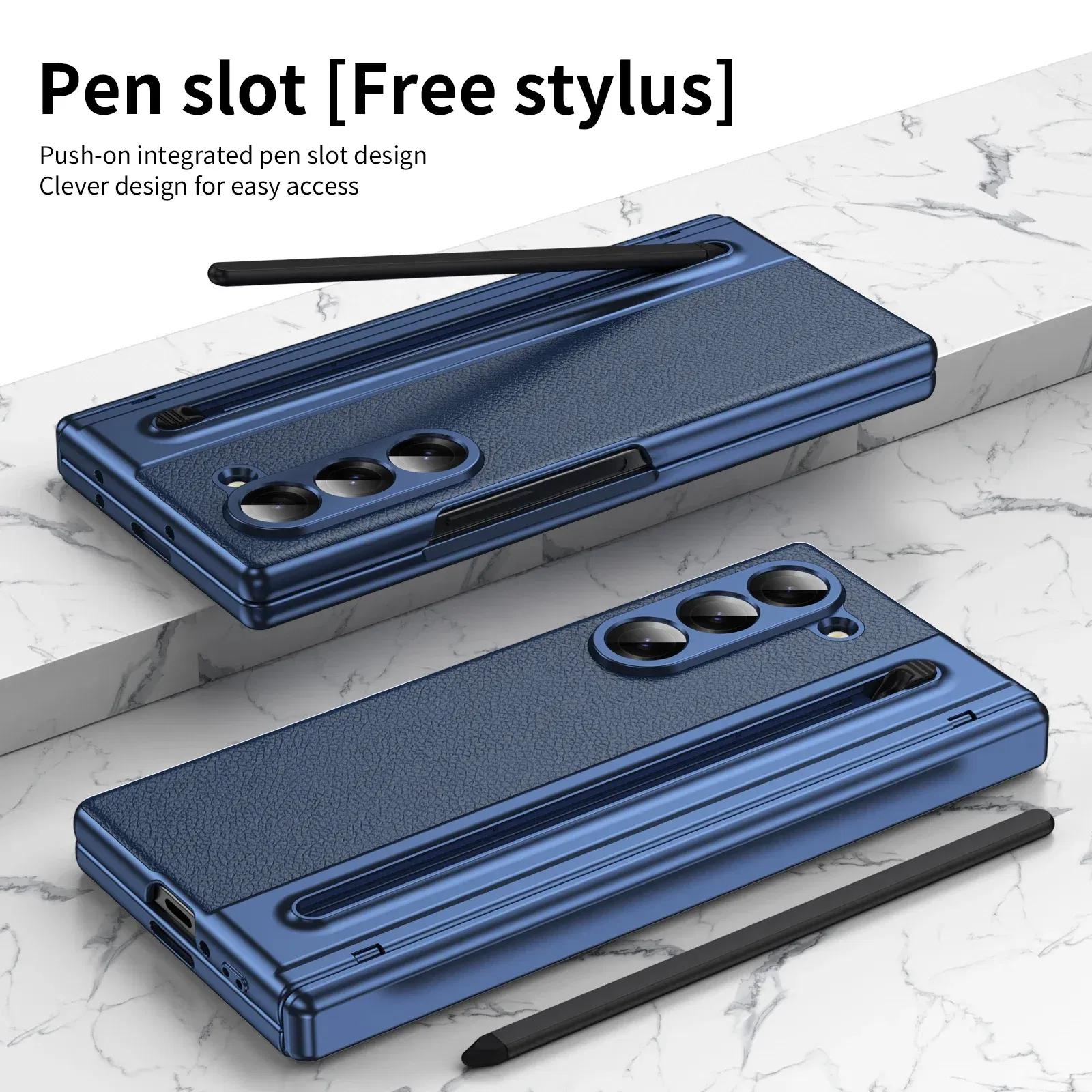 Color: Pink, Material: aluminum - With Touch Pen For Samsung Galaxy Z Fold 6 Slim 5 W25 5 4 3 Case Leather Plating Hinge 360 Full Screen Protector Folding Cover