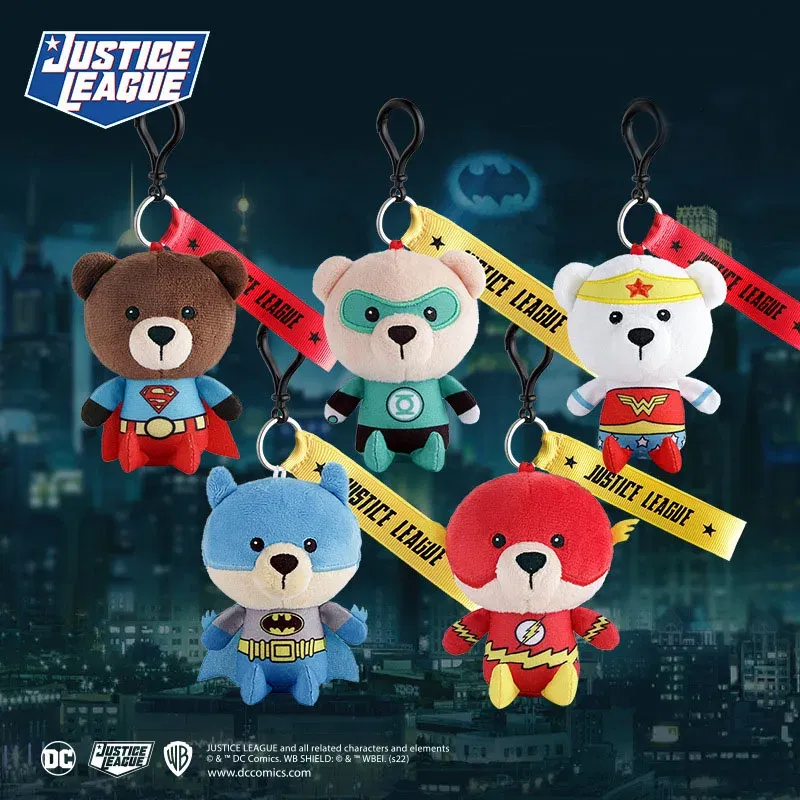 Color: HotPink - Genuine Justice League Batman Wonder Women Plush Co-branded Teddy Bear Doll Toy Cute Anime Movie Peluche Doll Birthday Gift