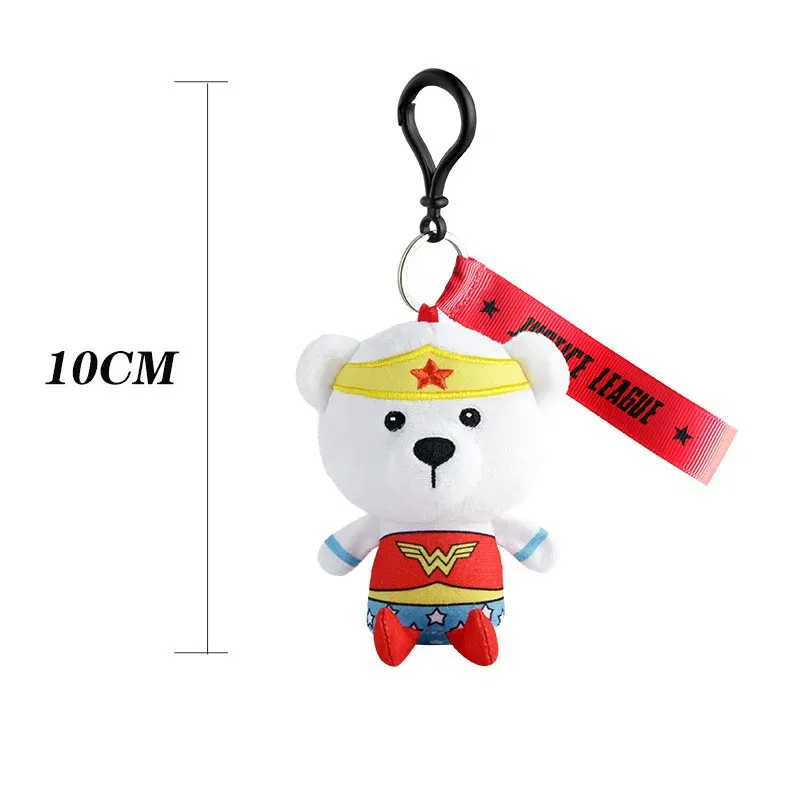 Color: HotPink - Genuine Justice League Batman Wonder Women Plush Co-branded Teddy Bear Doll Toy Cute Anime Movie Peluche Doll Birthday Gift