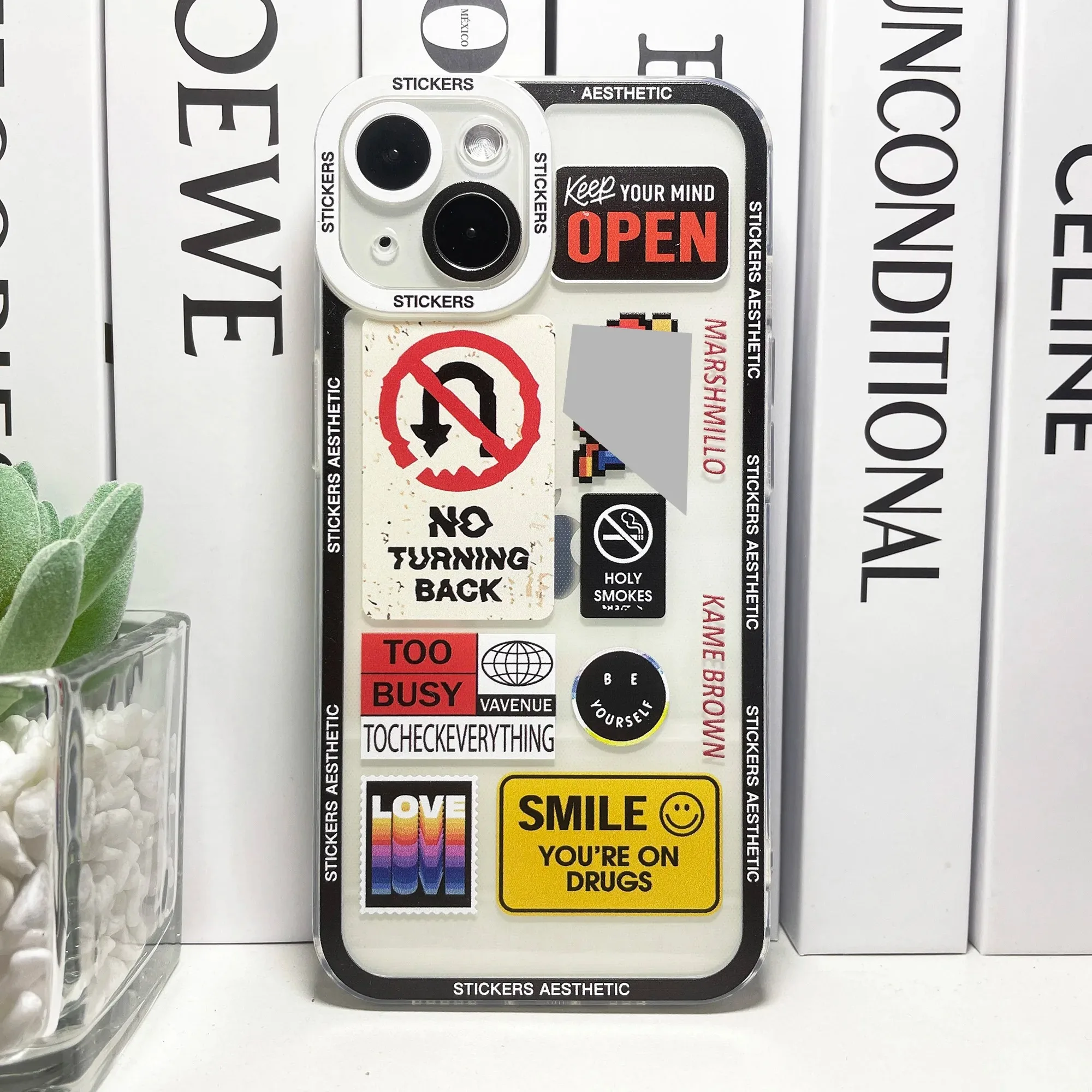 Color: Dark Grey, Material: Genuine leather - Mix Labels Collage Stickers Aesthetic Phone Case For Samsung Galaxy S10 S20 S21 S22 S23 S24 FE Plus Ultra Note 20