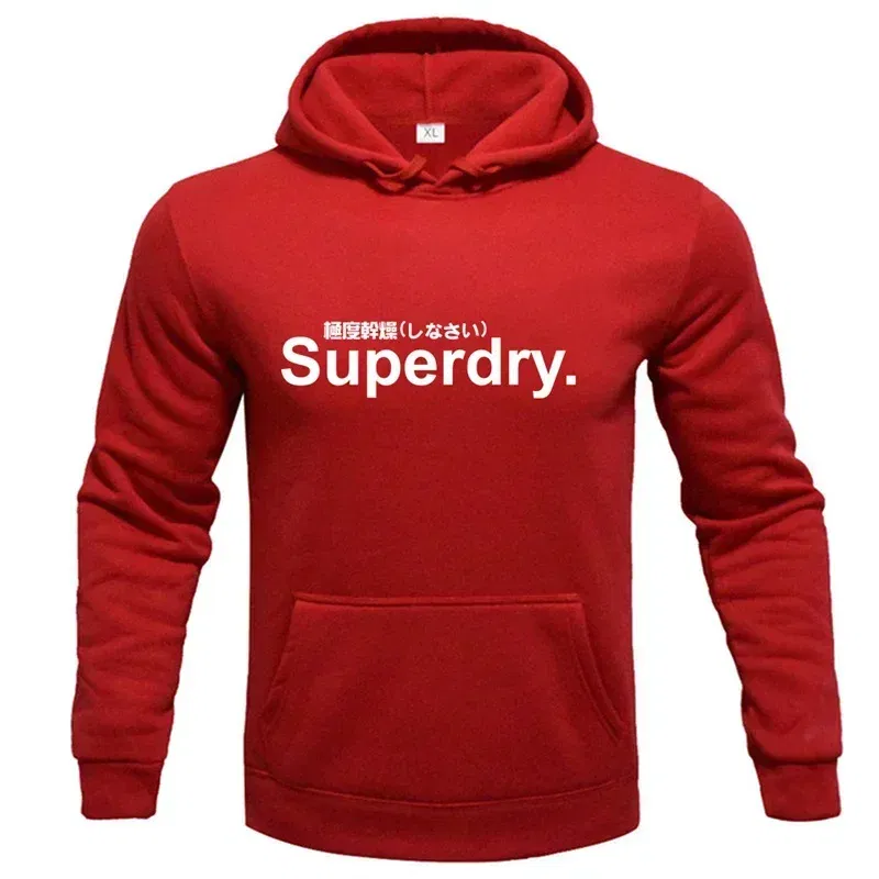 Color: WHITE, Size: XL - spring autumn superdry printed Men women Hoodies Fleece Warm Mens Sweatshirt Fashion Men Fleece Warm Sweatshirt