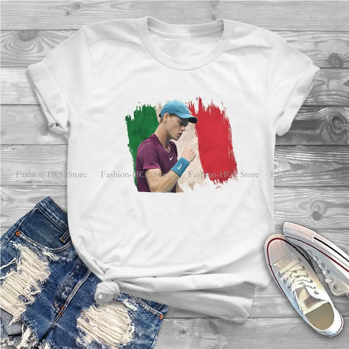 Color: black, Size: S - Tennis Polyester TShirt for Women Jannik Sinner Basic Casual Tee T Shirt High Quality New Design