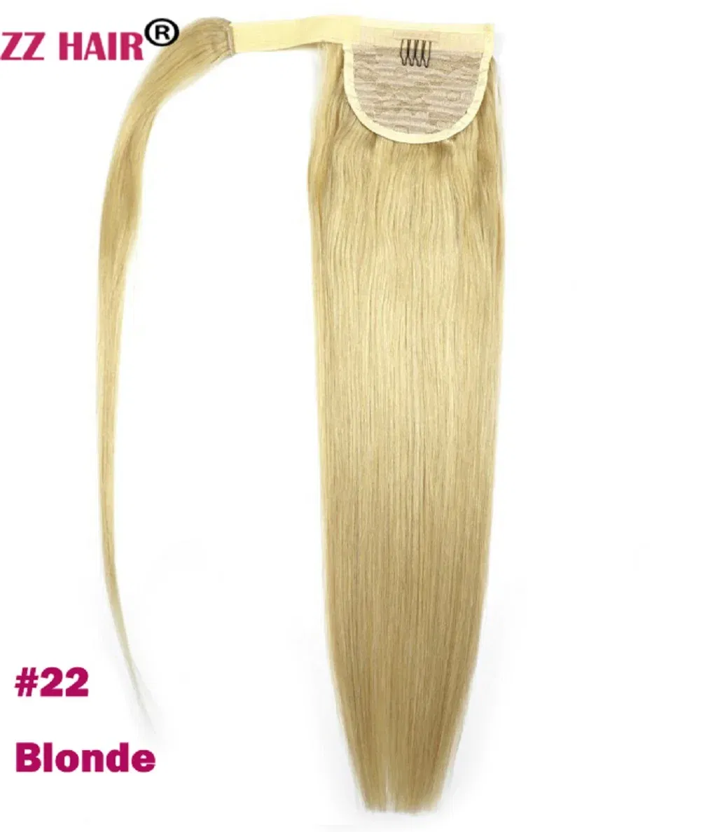 Color: #22, Life Span: 6 Months With Proper Care, Stretched Length: 24inches, Longest Hair Proportion: 35%-45% - ZZHAIR 100% Human Hair Extensions 16"-28" Machine Made Remy Magic Wrap Around Ponytail 60g-120g Clip In Horsetail Stragiht