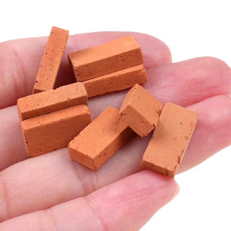 Color: light green - 50PCS 1/16 Dollhouse miniature simulation brick diy sand table landscape scenery clay Scenery Buildings Toys